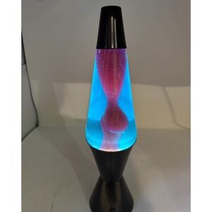 Vintage 1994 Lava Lite Midnight Series Lava Lamp Blue Liquid Black Base 16"
